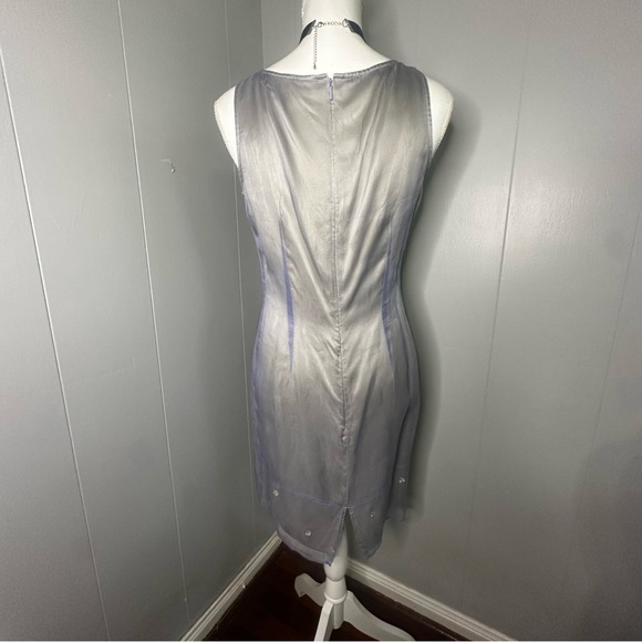 August Silk 100% Silk Beaded Gray Sleeveless Mini Dress Size 6P - Picture 3 of 7